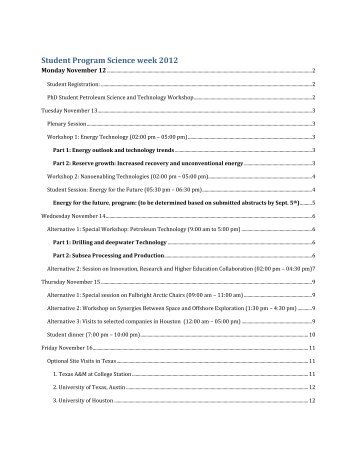 Student Program Science week 2012