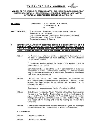 Hearings Committee Meeting Agenda 26 March 2009