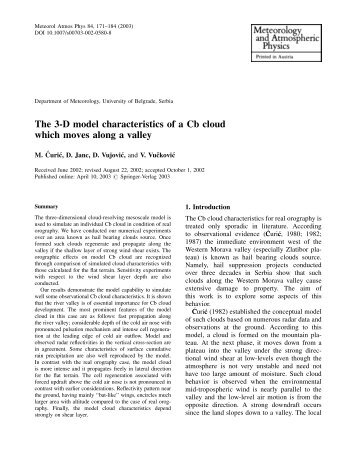 The 3-D model characteristics of a Cb cloud which moves ... - Springer
