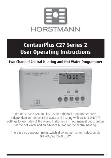 CentaurPlus C27 Series 2 User Operating Instructions - Horstmann