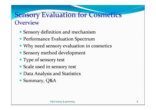 Sensory Evaluation for Cosmetics