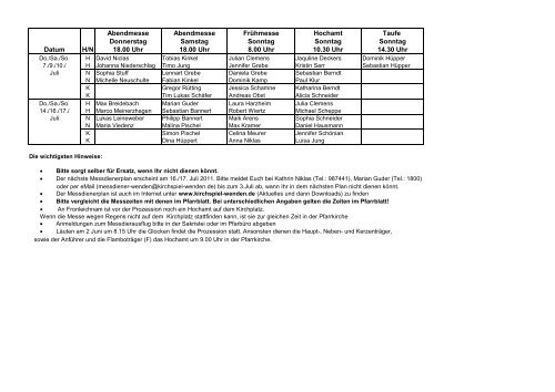 Download Messdienerplan als pdf-datei. - Pastoralverbund ...