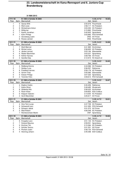 22.Landesmeisterschaft Kanurennsport