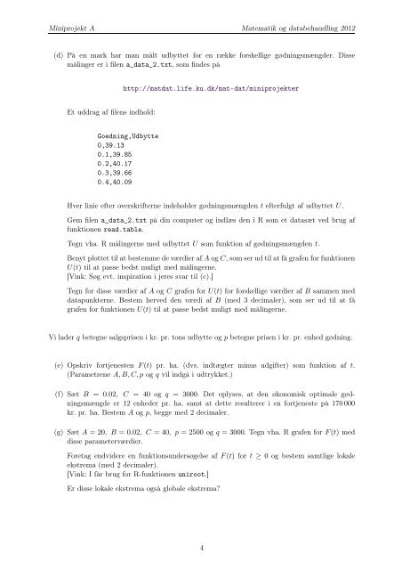 Matematik og databehandling 2012 Miniprojekt A: Matematiske ...