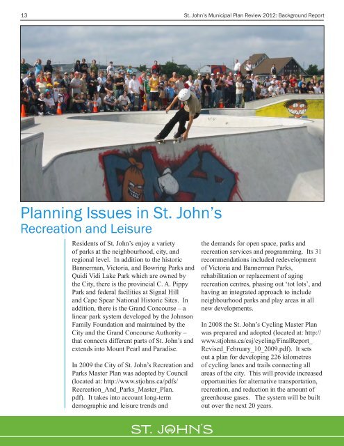 St. John's Municipal Plan Review 2012 ... - City of St. John's