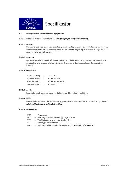 1.3 Elektroteknisk spesifikasjon rev 8.2. - Sør-Norge Aluminium AS