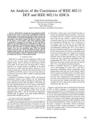 An Analysis of the Coexistence of IEEE 802.11 DCF and IEEE ...