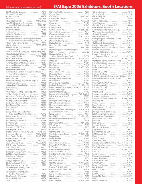 Ifai Expo 06 Exhibitors Booth Locations Textile World