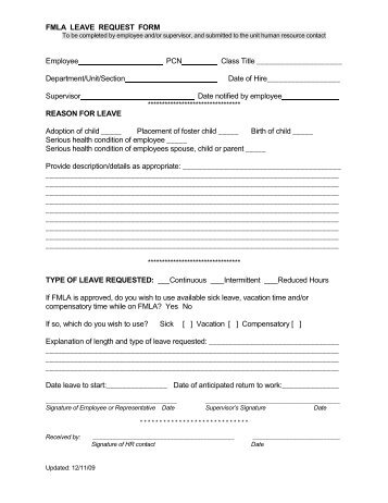 FMLA LEAVE REQUEST FORM - Idaho Division of Human Resources