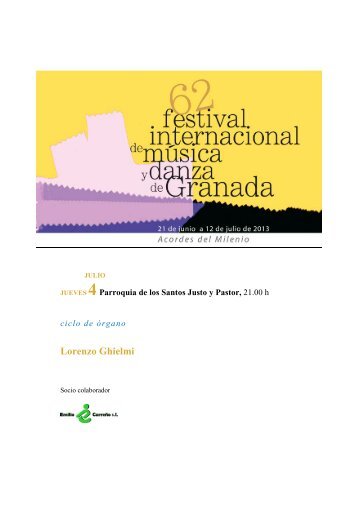 Lorenzo Ghielmi - Festival Internacional de MÃºsica y Danza de ...