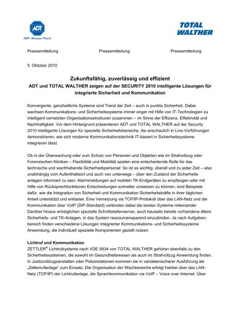 Zukunftsfähig, zuverlässig und effizient - TOTAL WALTHER GmbH