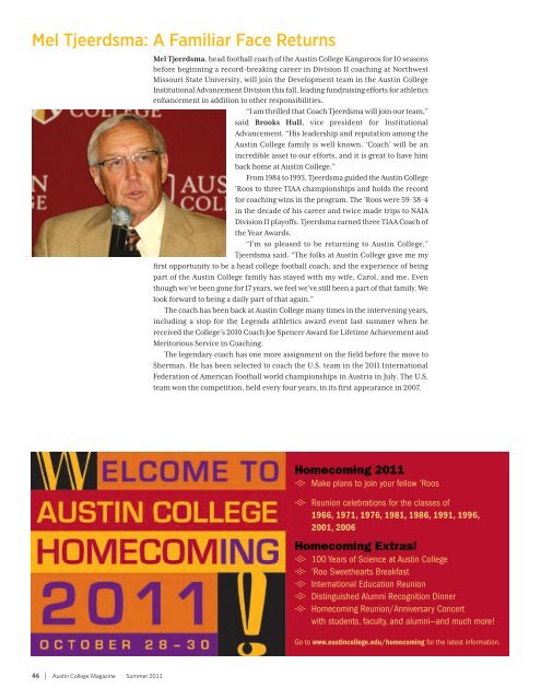 Summer 2011 - Austin College Magazine