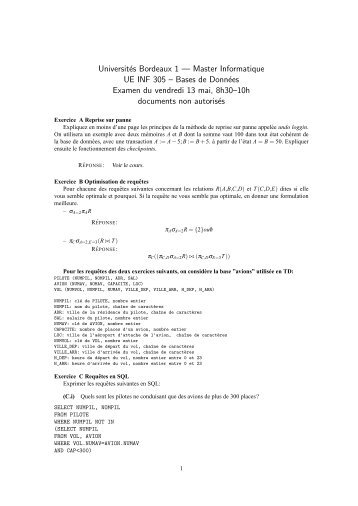Examen Juin 2005 avec correction - LaBRI