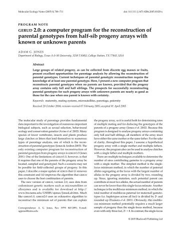 a computer program for the reconstruction of parental genotypes ...