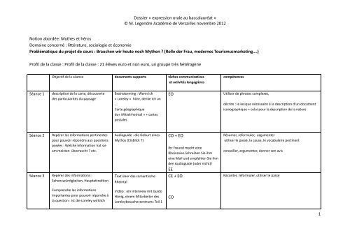 Déroulé de la séquence de M. Legendre - Site allemand de l ...