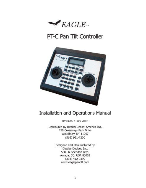 PT-C Operation Manual - Hitachi Kokusai Electric America, Ltd.