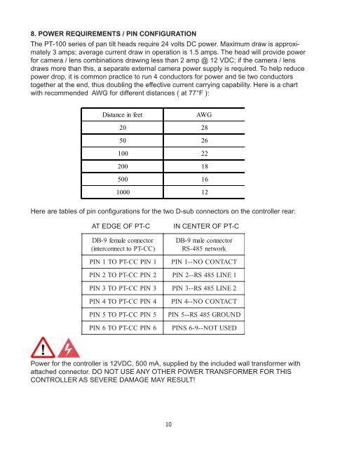 PT-C Operation Manual - Hitachi Kokusai Electric America, Ltd.