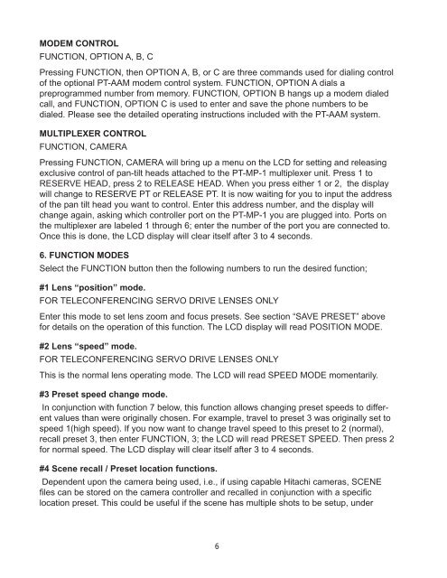 PT-C Operation Manual - Hitachi Kokusai Electric America, Ltd.