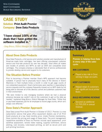 Premier Case Study with Dove Data Products - Print Audit