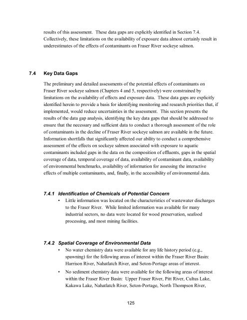 Potential Effects of Contaminants on Fraser River Sockeye Salmon