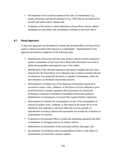 Potential Effects of Contaminants on Fraser River Sockeye Salmon