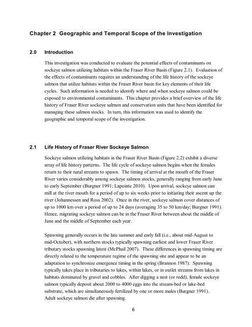 Potential Effects of Contaminants on Fraser River Sockeye Salmon