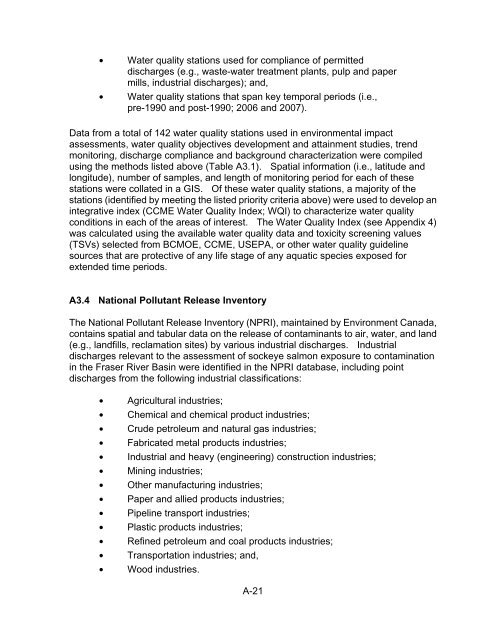 Potential Effects of Contaminants on Fraser River Sockeye Salmon