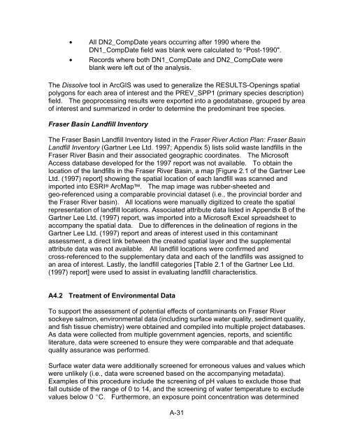 Potential Effects of Contaminants on Fraser River Sockeye Salmon