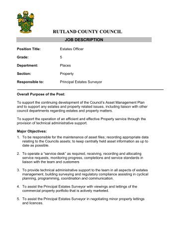 Estates Officer Job Description - Rutland County Council