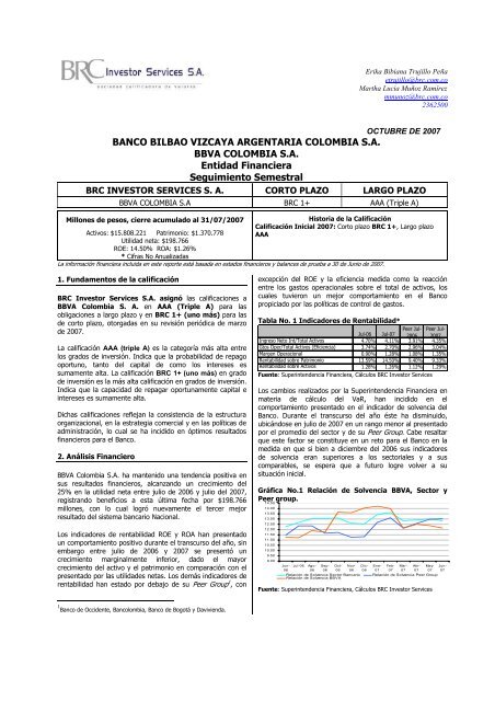 Banco Bilbao Vizcaya Argentaria Colombia S A va