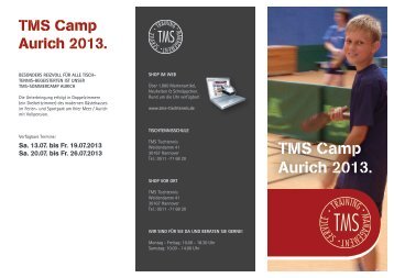 Flyer und Anmeldeformular Camp Aurich - TMS Tischtennis