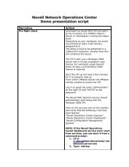 Novell Network Operations Center Demo presentation script