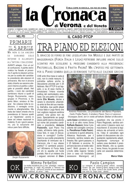 TRA PIANO ED ELEZIONI - la cronaca di verona