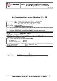 Konformitätserklärung nach Richtlinie 97/23 EG