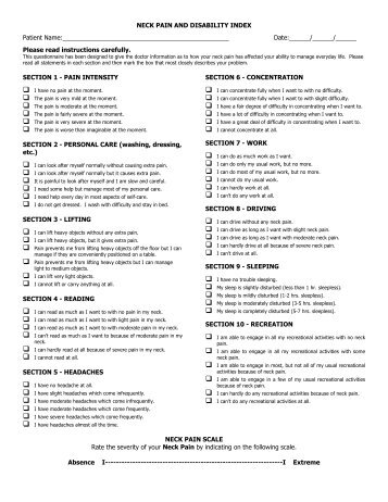 Neck Disability Index Spanish Pdf