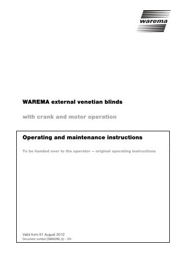 WAREMA external venetian blinds with crank and motor operation ...