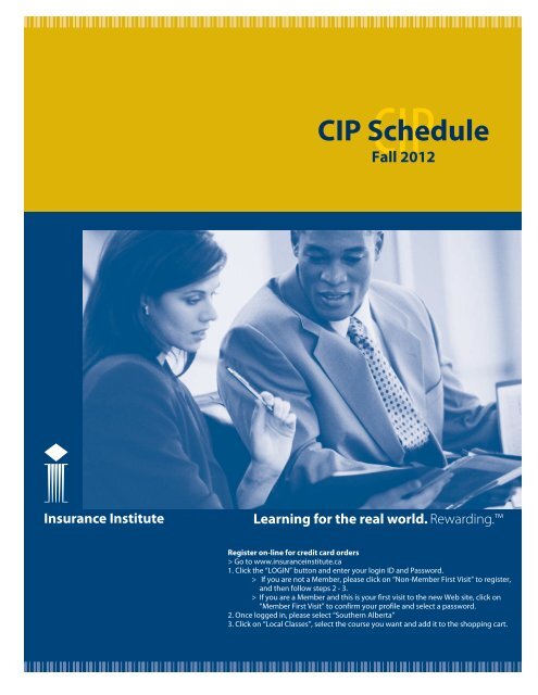 CIP Schedule Fall 2012 - Insurance Institute of Canada