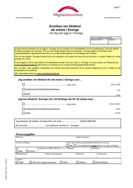 AnsÃ¶kan om tillstÃ¥nd att arbeta i Sverige MIGR ... - Migrationsverket