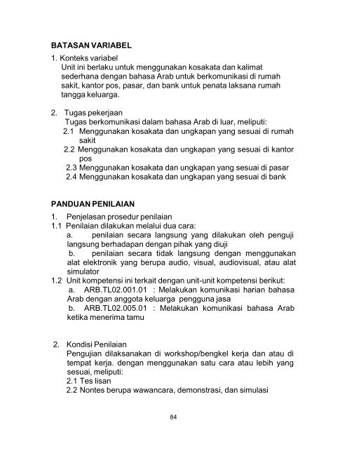 SKKNI Bahasa Arab Untuk Tata Laksana Rumah ... - Ditjen PAUDNI