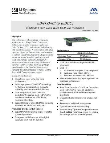 Data Sheet: uDiskOnChip (uDOC) - DigiKey