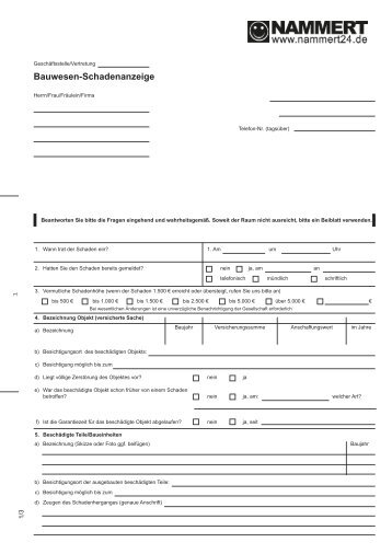 Bauwesen - Schadenmeldung - NAMMERT Versicherungen