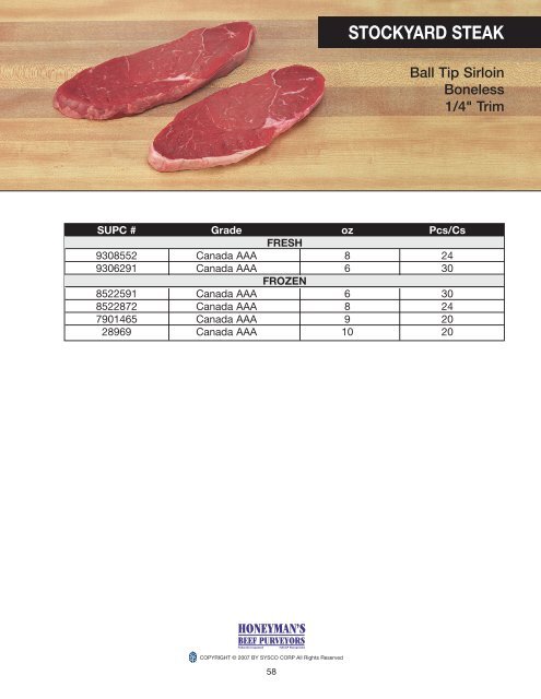 Honeyman's Product Guide - Sysco Canada