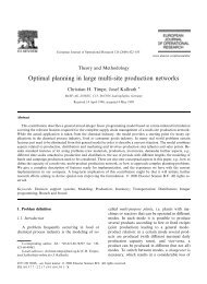 Optimal planning in large multi-site production networks