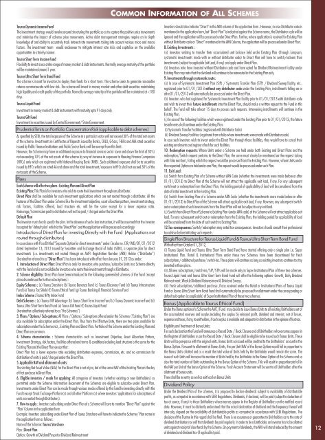 Common Key Information Memorandum cum Application Form