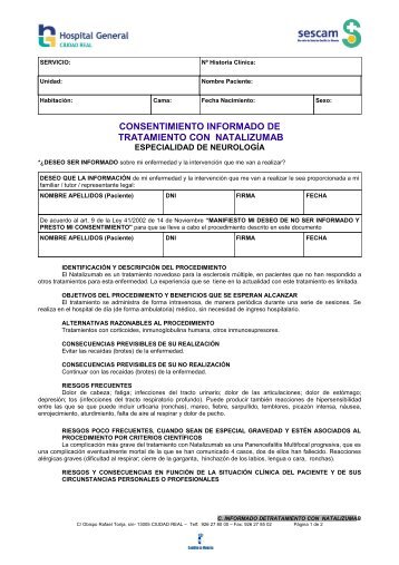 Consentimiento Informado TRATAMIENTO CON NATALIZUMAB