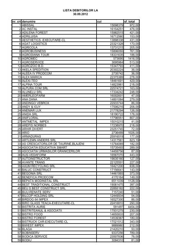 Lista debitorilor - ITM Bistrita-Nasaud