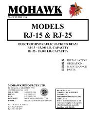 MODELS RJ-15 & RJ-25 - Mohawk Lifts