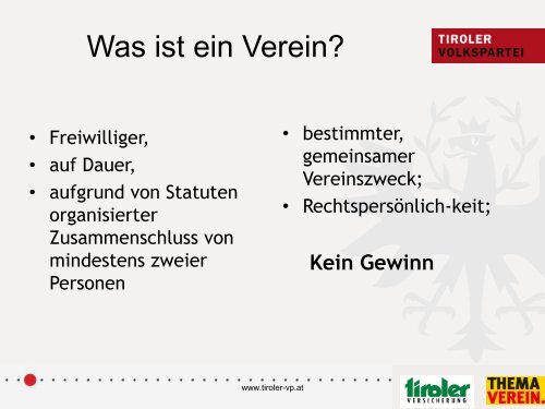 Präsentation zum Thema Verein - Kramsach - Tiroler Volkspartei