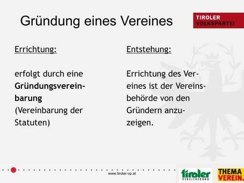 Präsentation zum Thema Verein - Kramsach - Tiroler Volkspartei