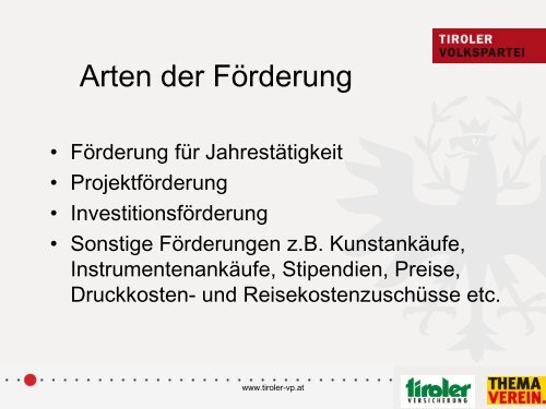 Präsentation zum Thema Verein - Kramsach - Tiroler Volkspartei
